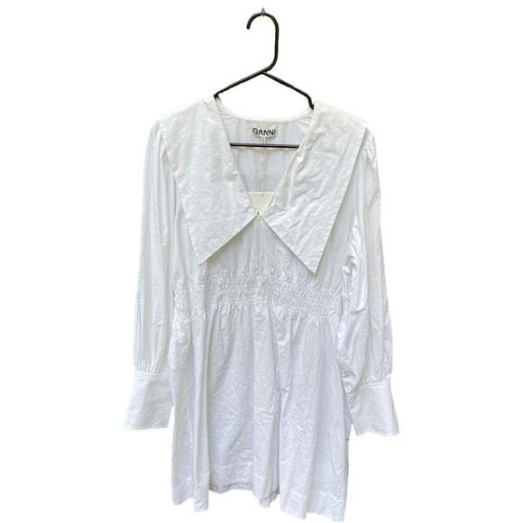 NWT GANNI Poplin Collar Dress - Picture 3 of 14